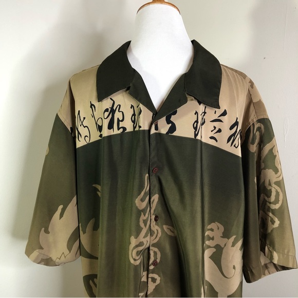 Mens SHIRT Buttondown Short-sleeve Asian/Oriental Art Design - Picture 3 of 11